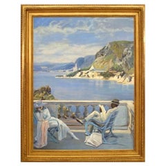 On The Riviera: Hand-Painted Impressionist Style, Late 20th Century