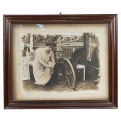Antique English Country Lady Photograph, Framed, 19th Century Scene