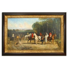 Hand-Painted Victorian Landscape Painting, Late 20th Century