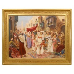 The Party Painting, Hand-Painted Rococo Style, Late 20th Century, USA