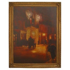 Hand-Painted French Impressionist Street Scene, Late 20th Century