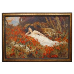 Woman in the Woods Painting, Copy of Arthur Wardle, Antique, 50x70