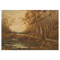 19th Century English Victorian Landscape Painting in Gilt Frame