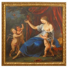 Venere Con Amorini: Hand-Painted Baroque Style, Late 20th Century