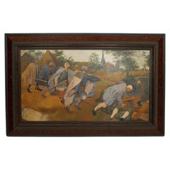 The Blind Leading the Blind Painting, Antique, 1568, 28x43.5 Inches