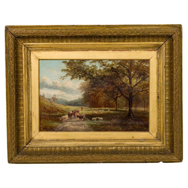 English Victorian Landscape Oil Painting, Signed, Late 19th Century