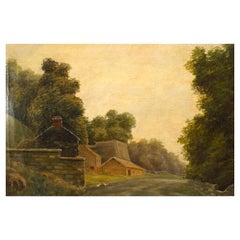 English Victorian Landscape Painting, Hand-Painted, Late 19th Century