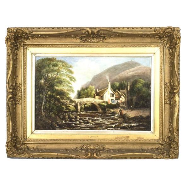 Victorian Oil Painting of Lady in Creek, Late 19th Century, Signed For Sale