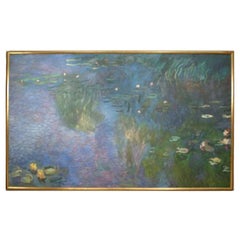 Hand-Painted Water Lilies Landscape at Giverny, Late 20th Century