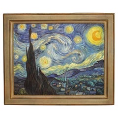 Starry Night Landscape Painting, Impressionist, 36x44 Inches