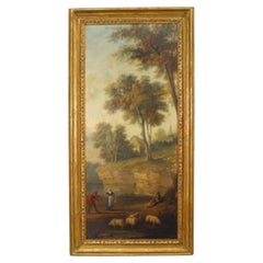 Hand-Painted Landscape of People with Sheep, Louis XV Style