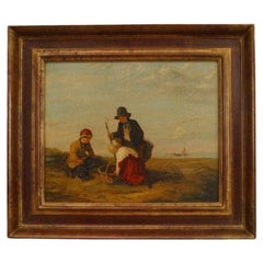 Young Reapers Painting, Antique Style, 16x19 Inches, Good Condition