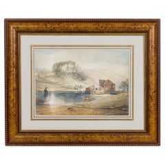 Colchester Watercolor Landscape Painting, Antique, 21.5x26 Inches