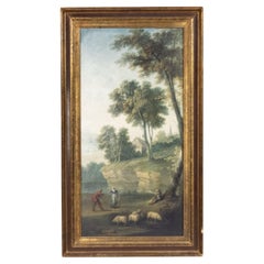 Landscape Showing a Couple Dancing, Hand-Painted, Louis XV Style, USA