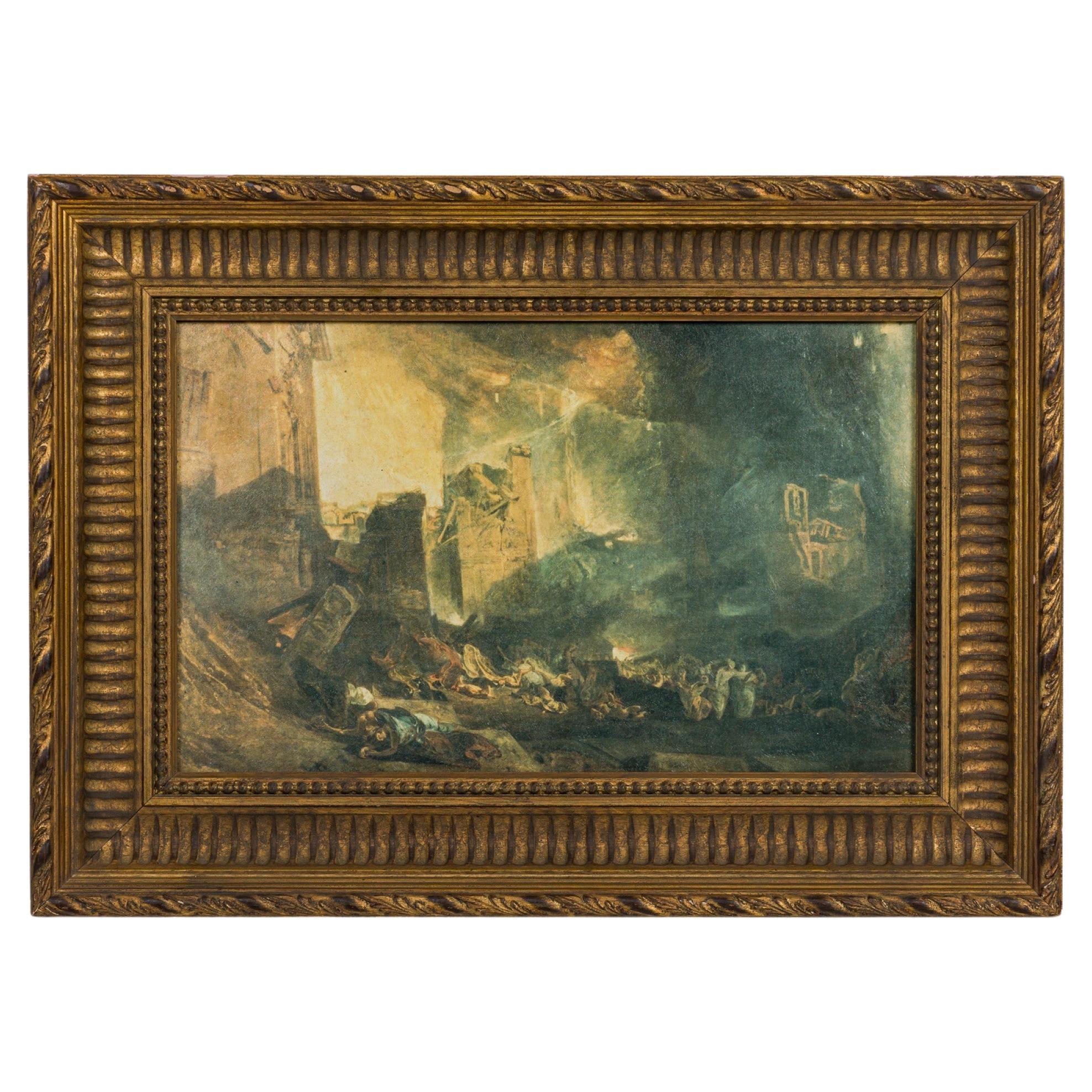 The Destruction of Sodom Landscape Painting, Victorian, Hand-Painted For Sale