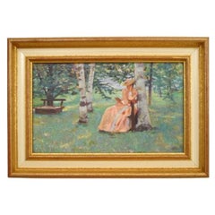 Reverie Landscape Painting, Hand-Painted, Victorian, Late 20th Century