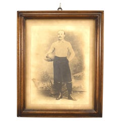 Antique 19th Century Football Player Photograph, Sepia, Framed, UK