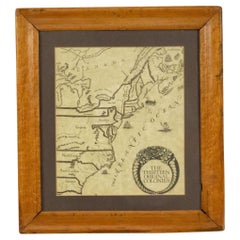 Framed 20th Century American Maple Print of the 13 Colonies