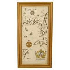 Mid-Century Modern Map Print of Florida Gulf Coast, 20th Century