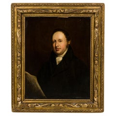 20th Century American Federal Portrait Painting in Gilt Frame