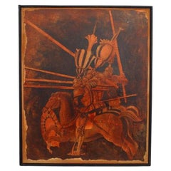 Kopie eines Gemäldes mit fünf roten Rittern, handgemalt, modern, USA