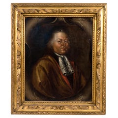 18th Century Hand-Painted Oil Portrait of Georgian Man in Robes