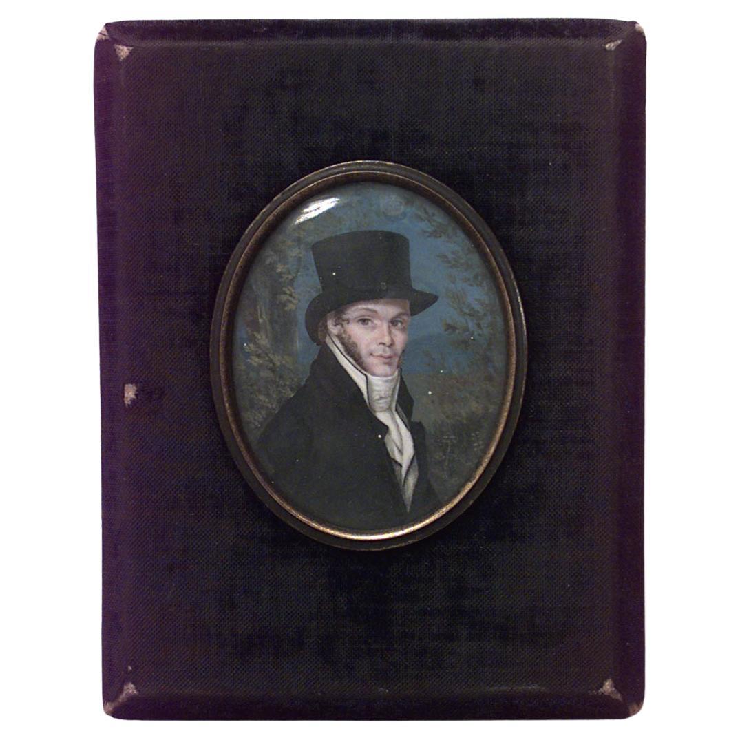 Victorian Miniature Watercolor Portrait on Vellum, 5x4 Inches, Framed