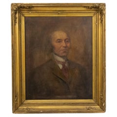 Art Deco Male Portrait, Gilt Framed Oil Painting, 24.5x29.5 Inches