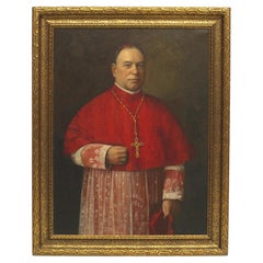 19th Century Victorian Oil Painting of American Religious Priest