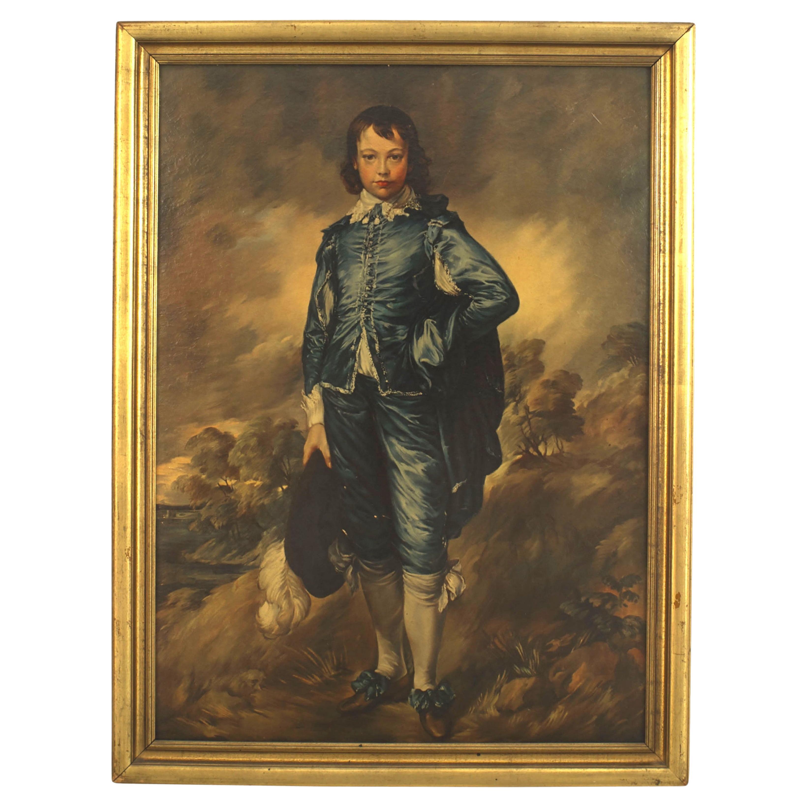 Copy of Gainsborough's Blue Boy Painting, Georgian Style, 20th Century For Sale