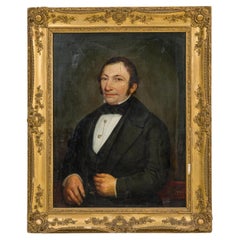 19th Century American Victorian Portrait Painting in Gilt Frame