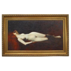 Portrait peint à la main d'une femme nue endormie, de style victorien