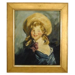 Ashcan Style Portrait of Young Girl, Hand-Painted Brass, 20th Century