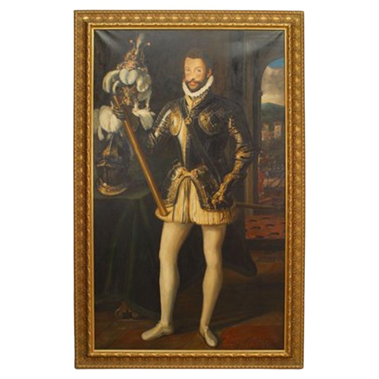Portrait d'Emanuel Filiberto, style baroque, fabriqué à la main en Italie