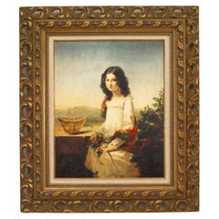 Reproduction d'un portrait victorien, peinte à la main, fin du XXe siècle