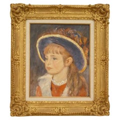 Ritratto di una ragazzina, dipinto a mano in stile vittoriano, fine del XX secolo