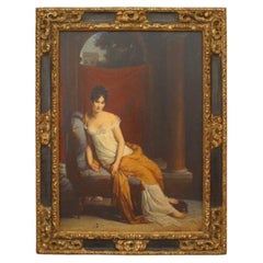 Portrait of Madame Recamier 1802, Antique Painting, 47x36 Inches