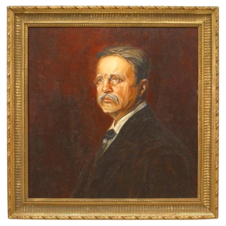 Theodore Roosevelt Portrait Painting, Antique Framed, Victorian Style