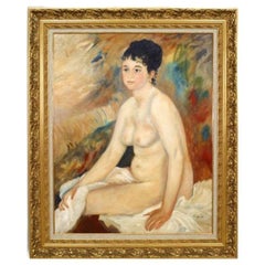 Female Bather After the Bath, Hand-Painted Victorian Art, 20th Century
