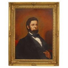 Bearded Man Portrait, Hand-Painted Victorian Style, Late 20th Century