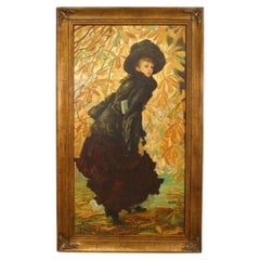 Retrato de una mujer victoriana de octubre, pintado a mano, finales del siglo XX, EE. UU.