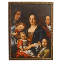 Victorian Style Family Portrait, Hand-Crafted Paint, Late 20th Century