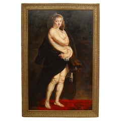 The Furlet Semi Nude Portrait, Hand-Painted Oak, Late 20th Century