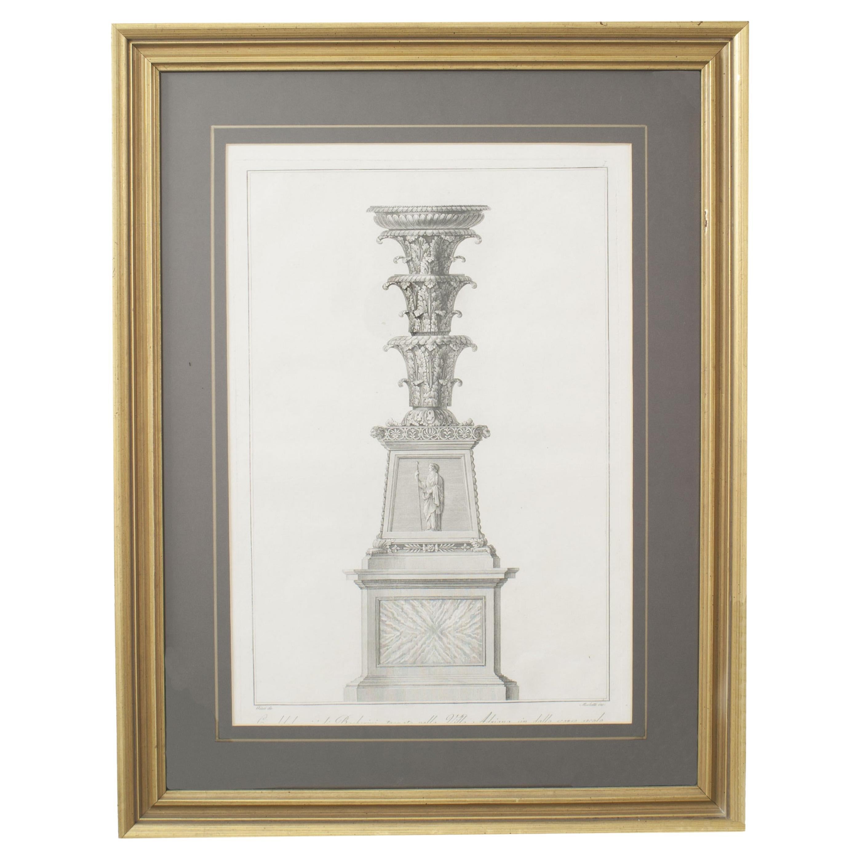 19th Century Italian Neo-Classic Architecture Engraving on Paper