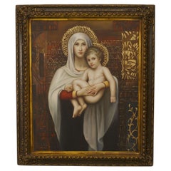 Italian Renaissance Madonna & Child Oil Painting, 20th Century