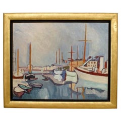 Copy of Le Port Du Havre Painting, Hand-Painted, Victorian, France