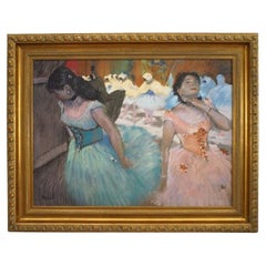 Masked Dancers Painting, Hand-Painted, Victorian, Late 20th Century