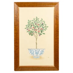 Victorian Fruit Tree Painting, Hand-Painted Oil, Late 19th Century