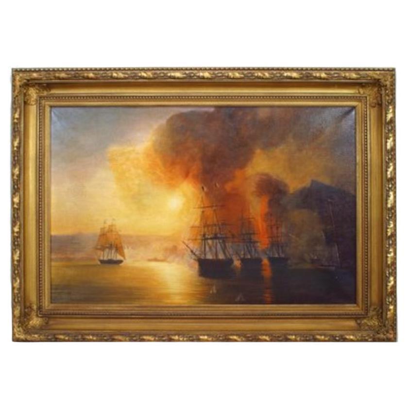 Victorian Hand-Painted Capture of Fort Saint-Jean D'Uoalla, 31x42 For Sale
