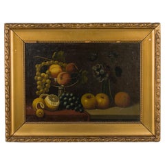 French Victorian Still Life Oil Painting in Gilt Frame, 19th Century